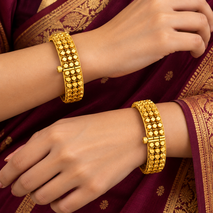Ashtapailu Screw Fitting Bangles – Openable Gold Plated Kada Pair for Bridal and Diwali Wear