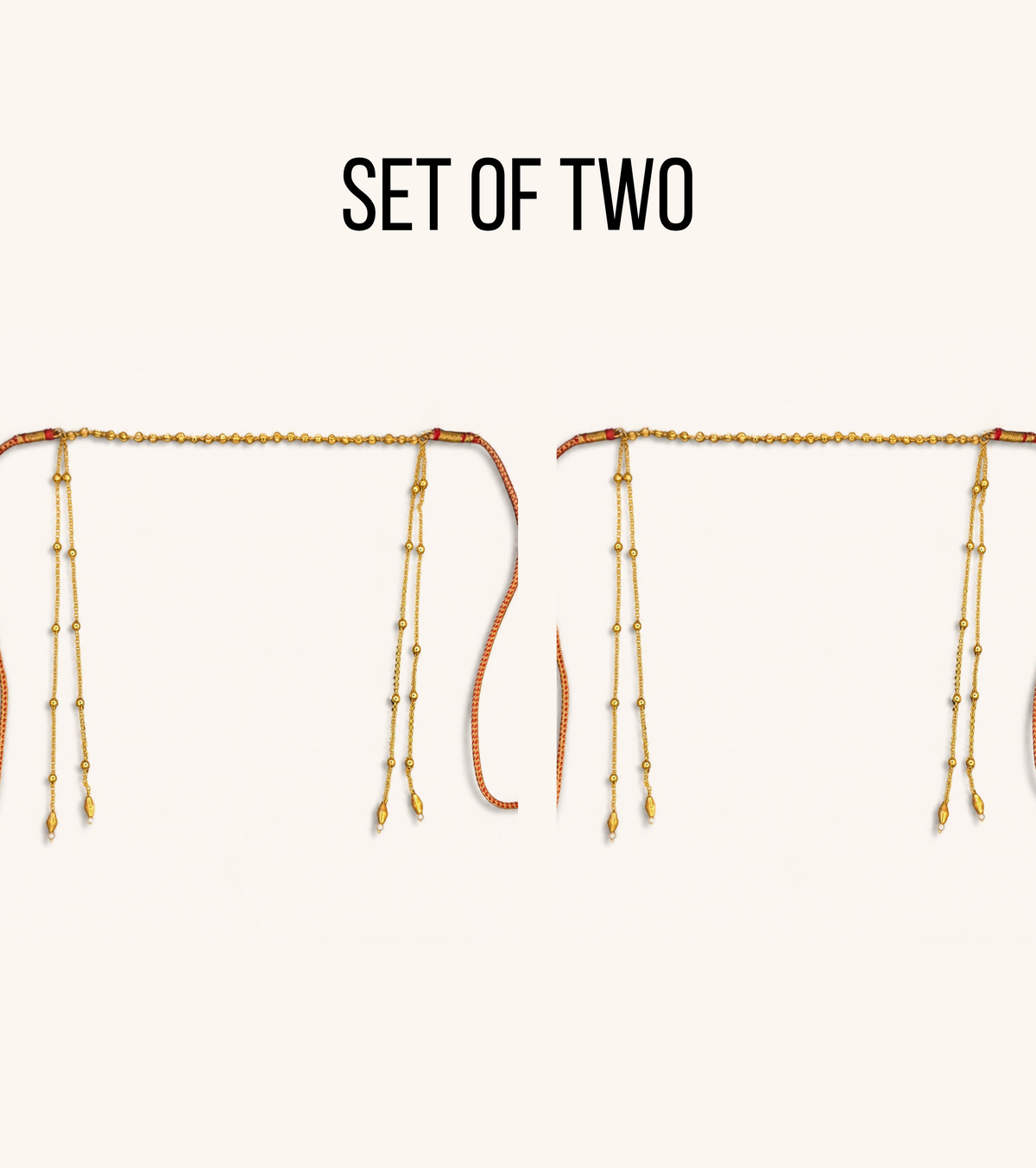 Set of two gold plated chain mundavalya for bride and groom, Maharashtrian wedding forehead jewellery