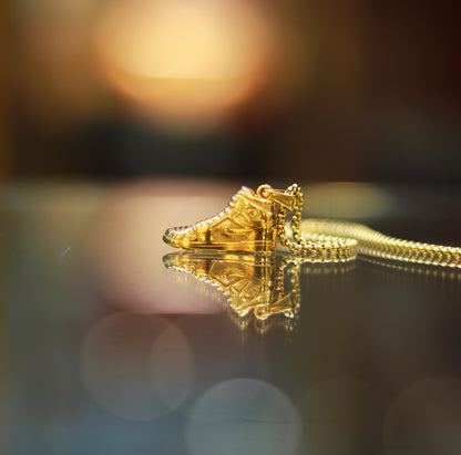KickGold Sneaker pendant chain worn — street style gold plated necklace, skin-friendly, Jija Jewellery