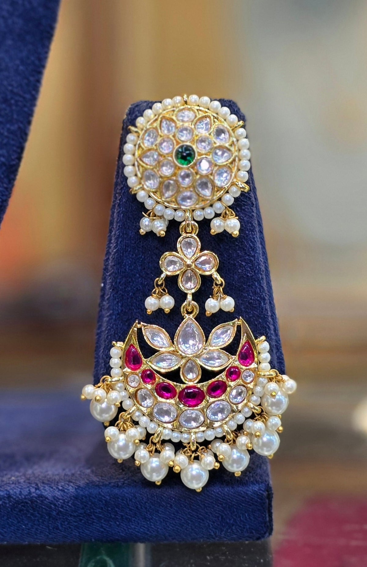 Kundan bridal necklace styled with traditional Indian outfit Jija Jewellery