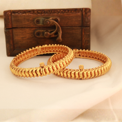 Traditional Maharashtrian Bridal Bangle Tode - Matte Gold Finish Jija Jewellery