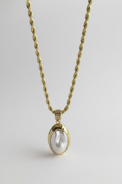 Pearl drop pendant chain set — 17-inch gold plated minimal design, skin-friendly, Jija Jewellery