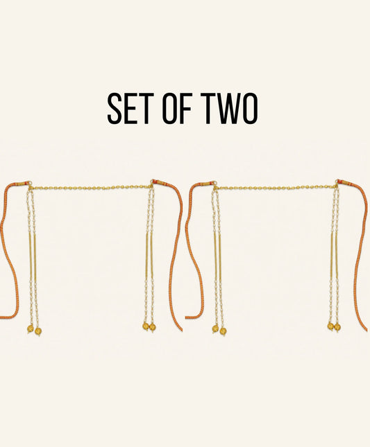 Set of 2 gold pearl Mundavalya for bride and groom – matching moti Mundavalya for a Maharashtrian wedding