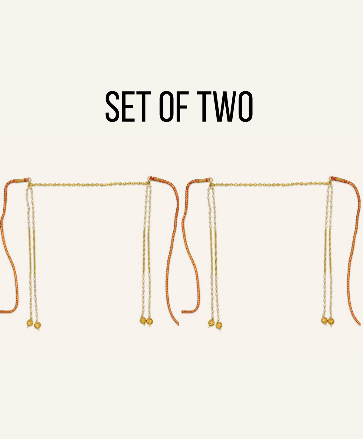 Set of 2 gold pearl Mundavalya for bride and groom – matching moti Mundavalya for a Maharashtrian wedding