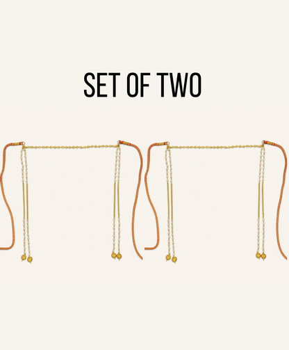Set of 2 gold pearl Mundavalya for bride and groom – matching moti Mundavalya for a Maharashtrian wedding