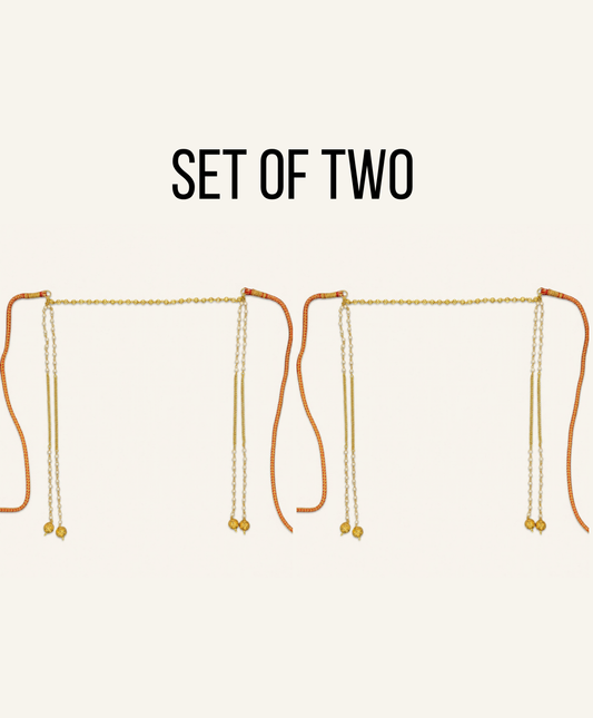 Set of 2 gold pearl Mundavalya for bride and groom – matching moti Mundavalya for a Maharashtrian wedding