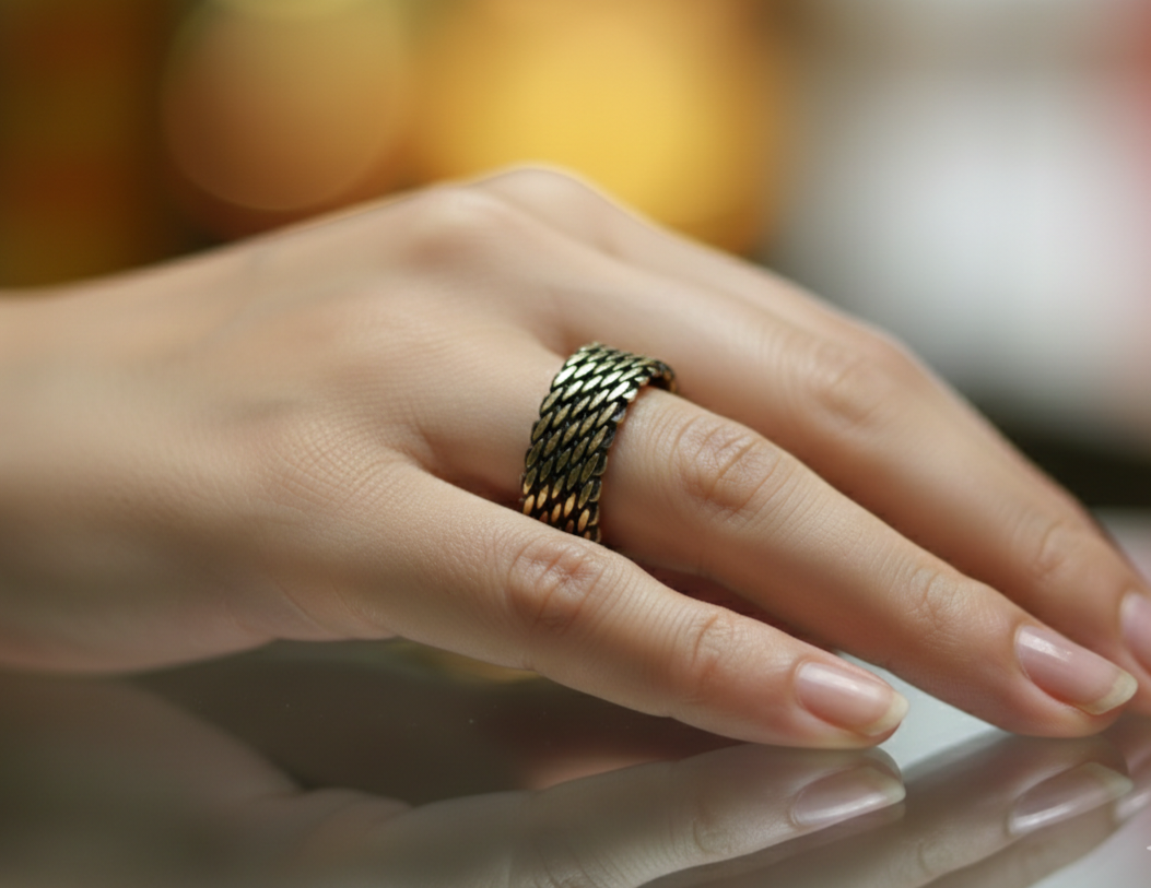 Knitted Silver Band Ring – 92.5 Pure Silver