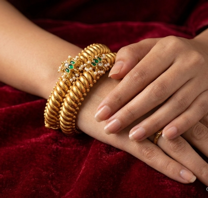 Shideshahi Kamal Kundan Tode Gold Plated | Jija Jewellery