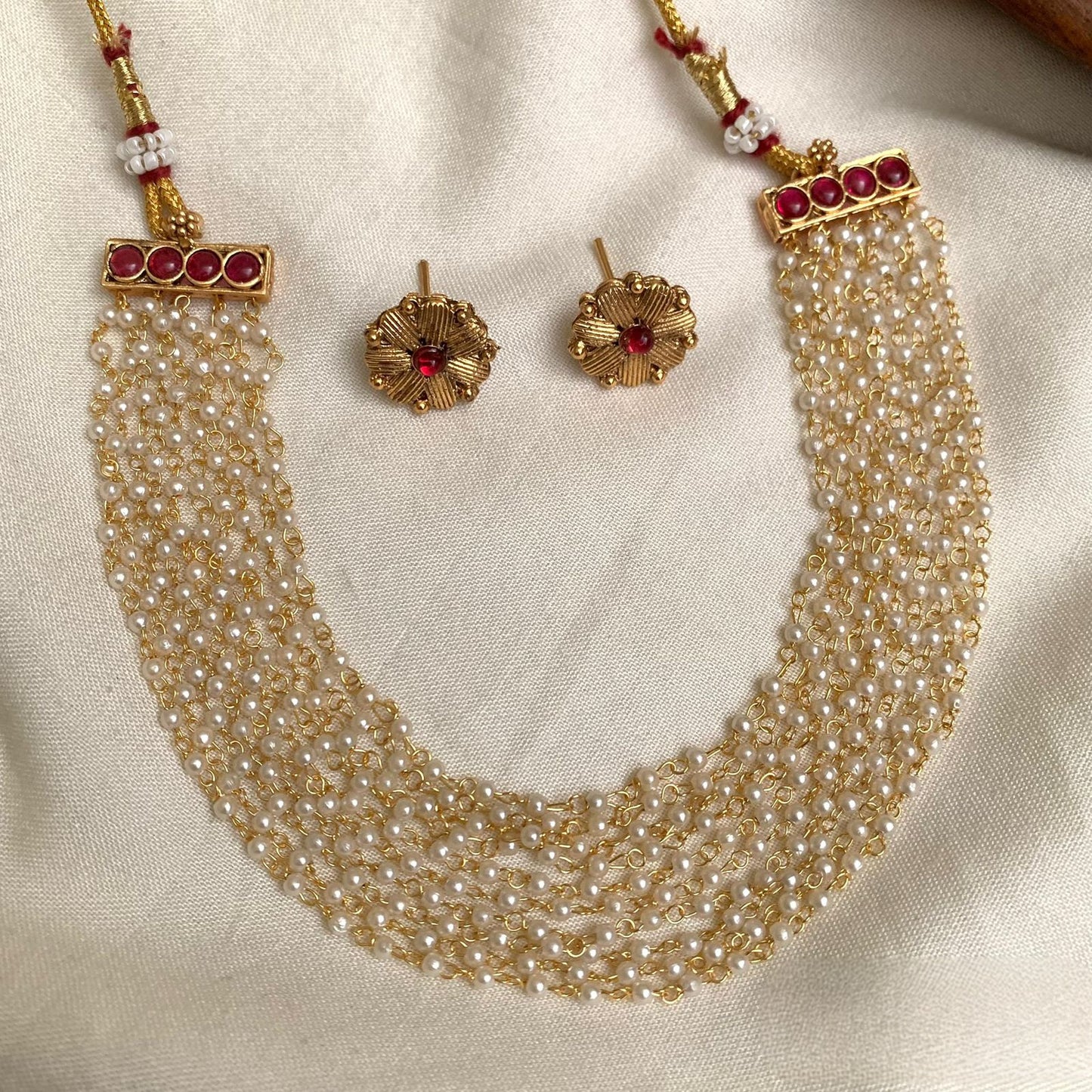 Multi-Layer Pearl Necklace Gold Plated – Royal Statement Jewellery for Women