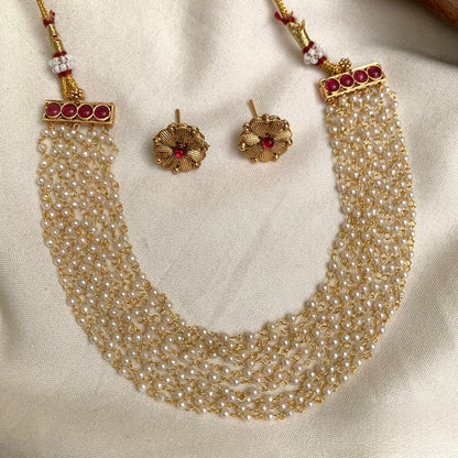 Multi-Layer Pearl Necklace Gold Plated – Royal Statement Jewellery for Women
