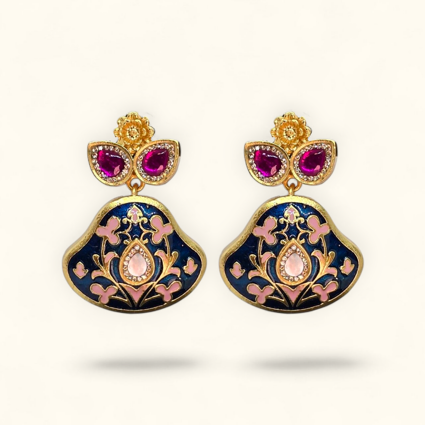 Meena Drop Earrings Gold Plated Handcrafted Ethnic Jewelry