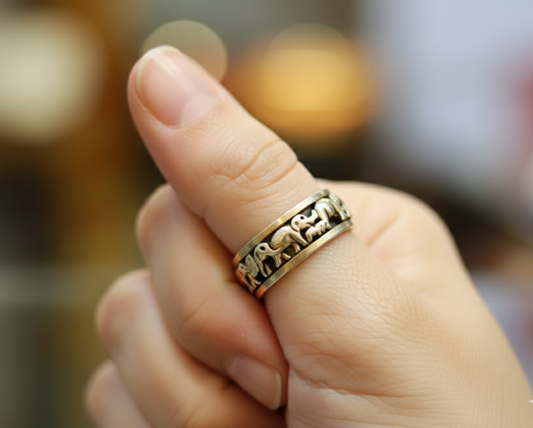 Elegant Elephant Revolving Thumb Ring – 92.5 Pure Silver