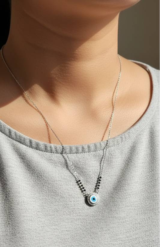 Evil Eye Pendant Silver Mangalsutra