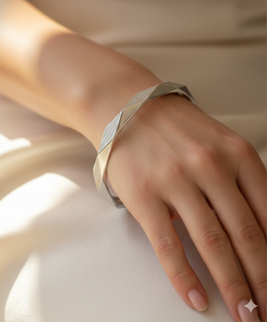 Silver Diamond Cut Design Bangle – 92.5 Pure Silver | Size 2.6