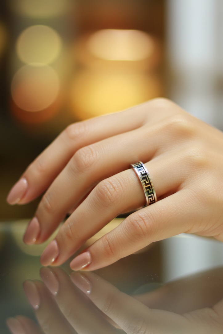 3D Design Silver Band Ring