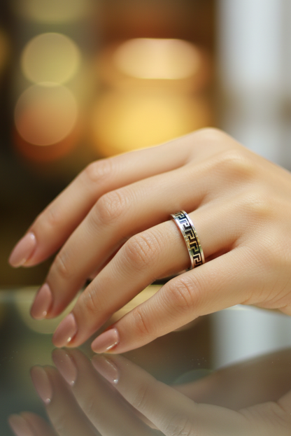 3D Design 92.5 Sterling Silver Band Ring by Jija Jewellery – Front View – Handcrafted Unisex Ring