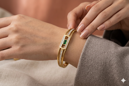 Emerald Glow Anti-Tarnish Bracelet