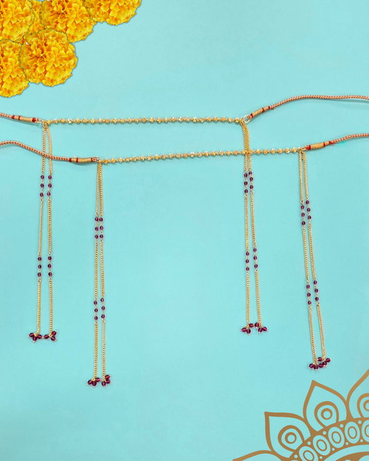 Pearl And Crystal Mundavalya With Gold Plated Finish For Wedding