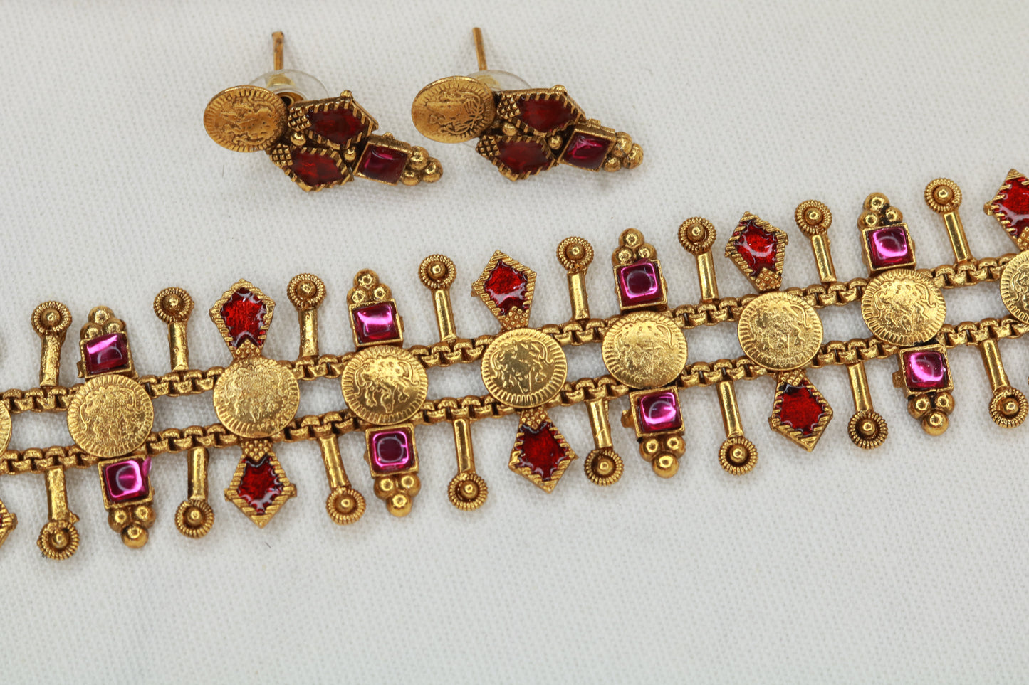 Anti-tarnish gold plated coin choker necklace set – traditional bridal jewellery for weddings and festivals