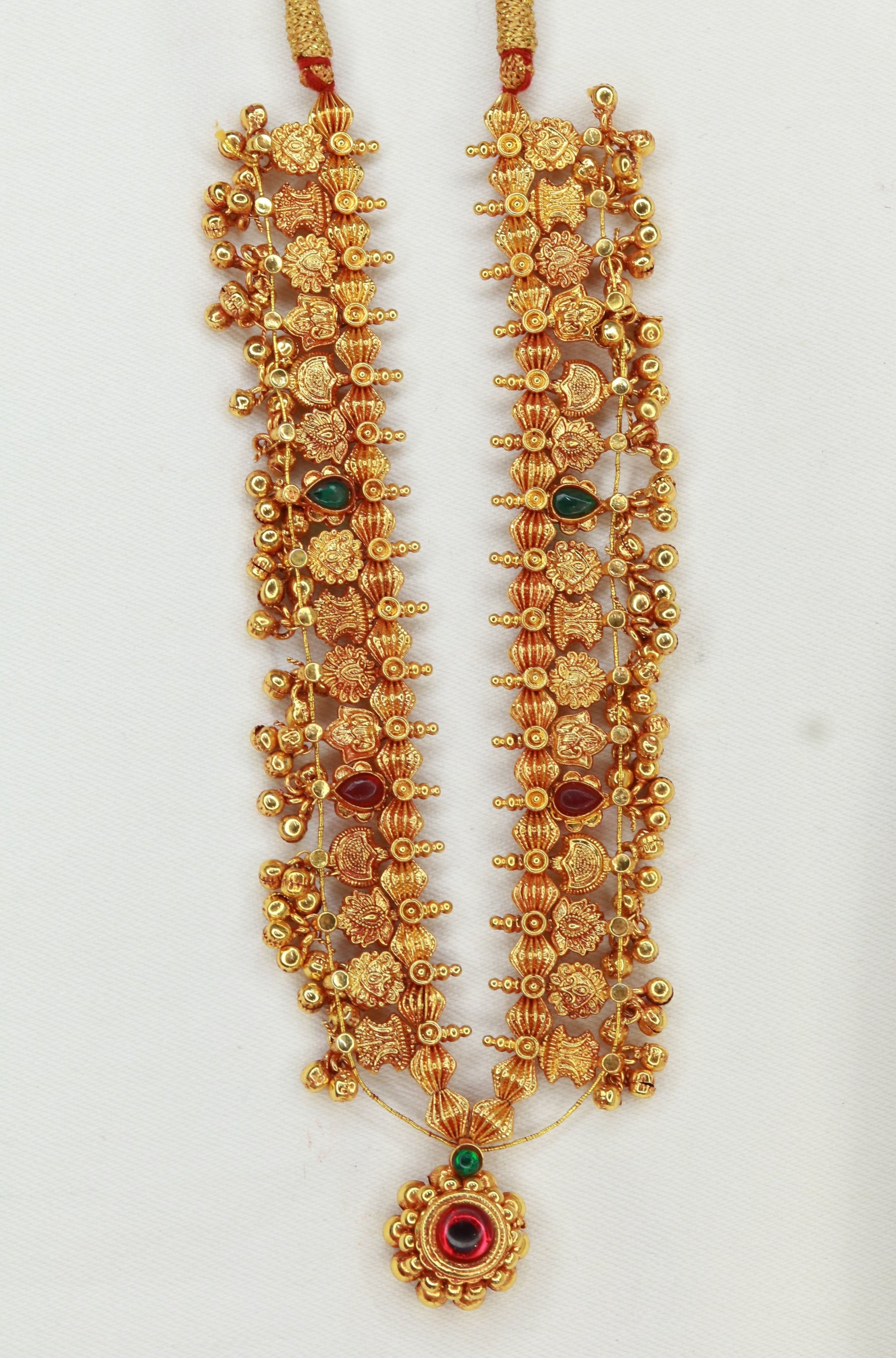 Anti-Tarnish Gold Plated Kolhapuri Saaj – Authentic Maharashtrian Bridal Necklace | Jija Jewellery Satara