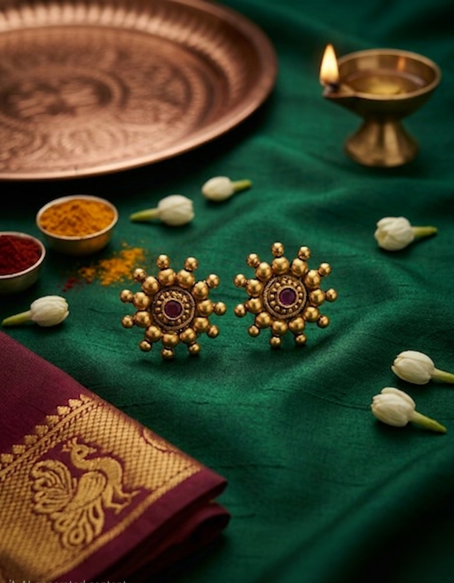 Kolhapuri Thushi Heritage – Antique Gold Plated Maharashtrian Bridal Necklace Set – Detail View