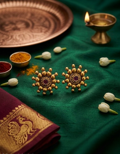 Kolhapuri Thushi Heritage – Antique Gold Plated Maharashtrian Bridal Necklace Set – Detail View