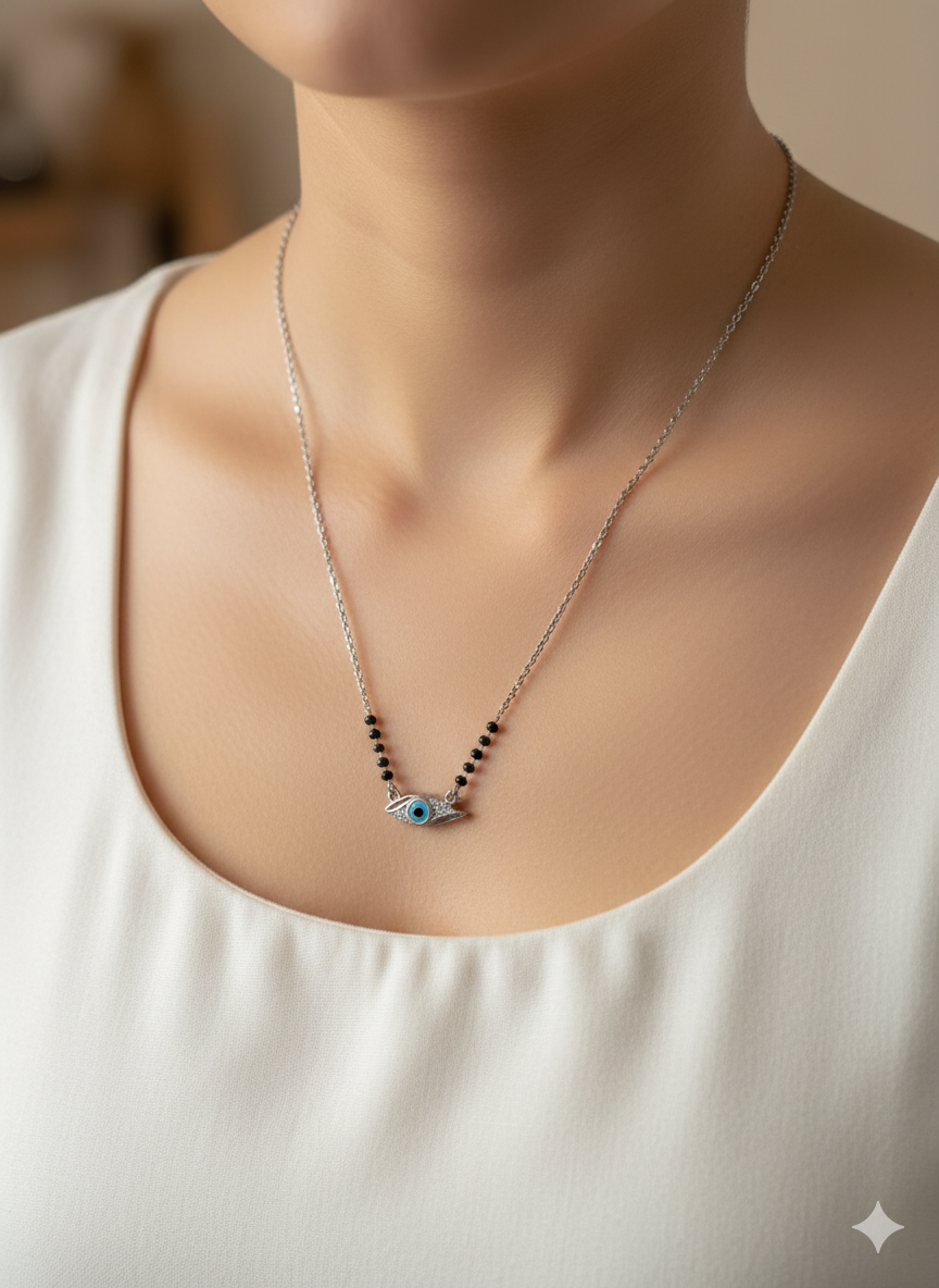 Minimal Evil Eye Mangalsutra in 925 Sterling Silver