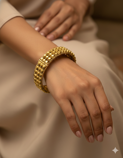 Ashtapailu Bangles – Real Gold Look Multi-Layer Design Gold Plated Bangle Set for Bridal Wear