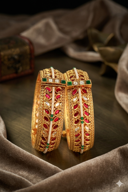 Zariya Kundan Kada – Gold Plated Elegance for Timeless Weddings