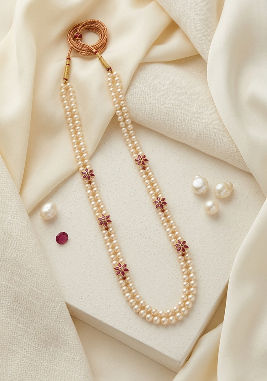 Two Line Pearl Necklace | Traditional Maharashtrian Jewellery