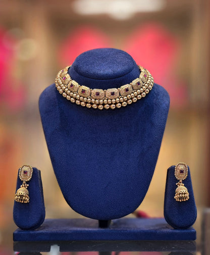 Peshwai Mani Thushi Necklace Gold Plated Traditional Maharashtrian Jewelry