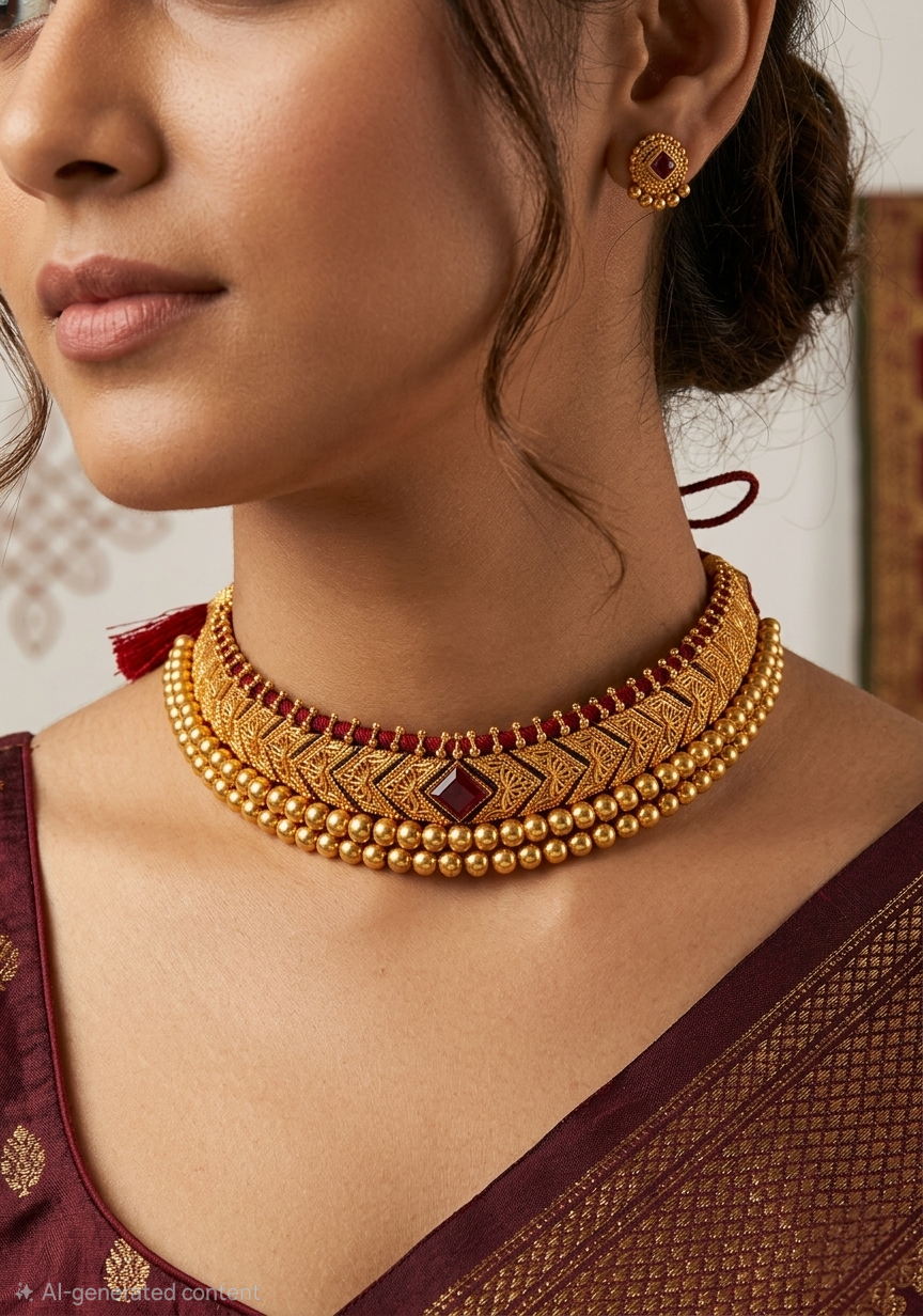 Festive Maharashtrian jewelry necklace for women