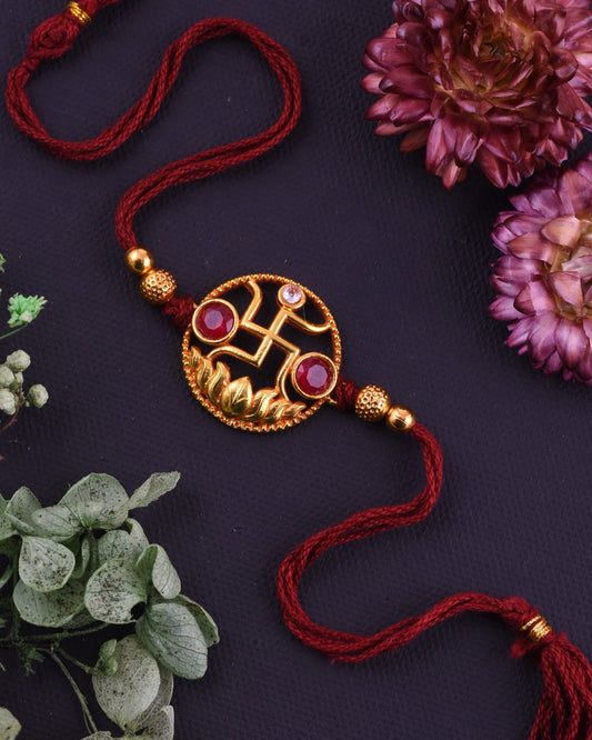 Swastik Kamal Rakhi | Gold Plated Spiritual Rakhi | Divine & Long-Lasting Rakhi
