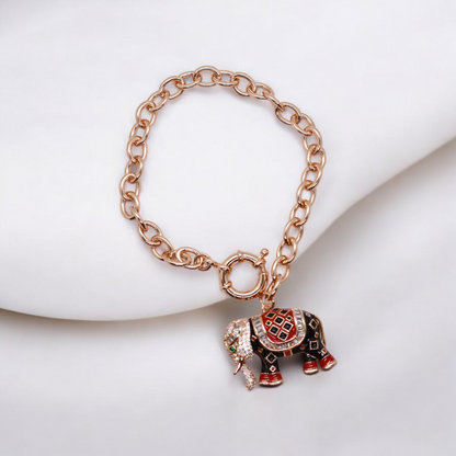 925 sterling silver elephant charm bracelet with 18K rose gold plating - Jija Jewellery Satara