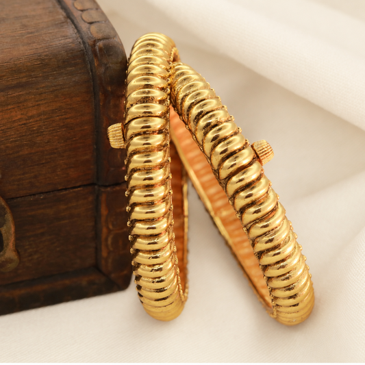 Royal rajwadi bangles – Shindeshahi tode gold plated Maharashtrian bridal bangle set by Jija Jewellery