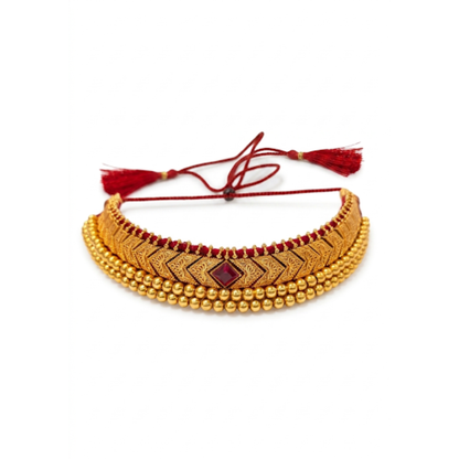 Thushi necklace styled for Maharashtrian bridal and festive wear | Jija Jewellery
