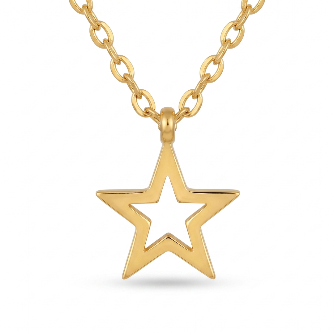 Open-cut star stud earrings in warm gold plating