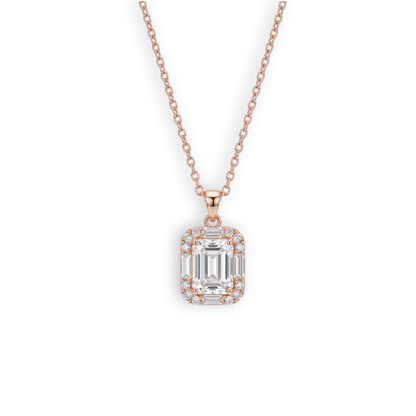 Emerald-cut halo CZ jewellery set styled for weddings, festive and daily wear