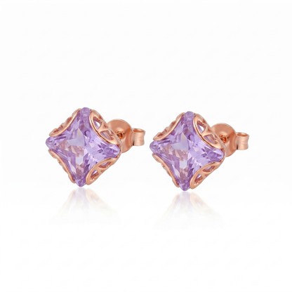 Elegant rose gold purple crystal jewellery set styled for festive wear