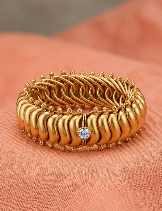 Shindeshahi gold plated bracelet worn on wrist — Maharashtrian jewellery by Jija